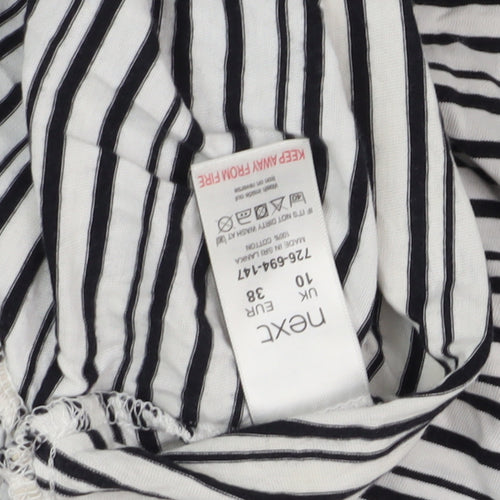 Next Women White Striped Ruffle Top Size 10 Casual