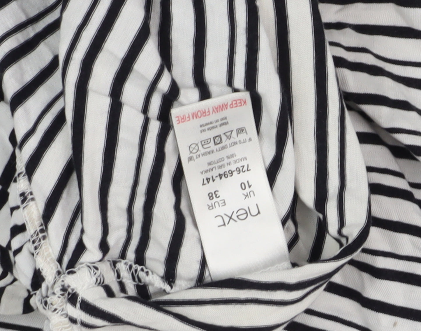 Next Women White Striped Ruffle Top Size 10 Casual