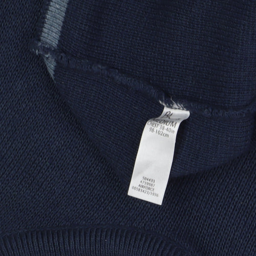 BHS Men's Blue Striped Pullover Jumper, Size M