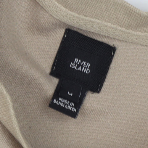 River Island Beige Men's Pullover Sweatshirt M Logo