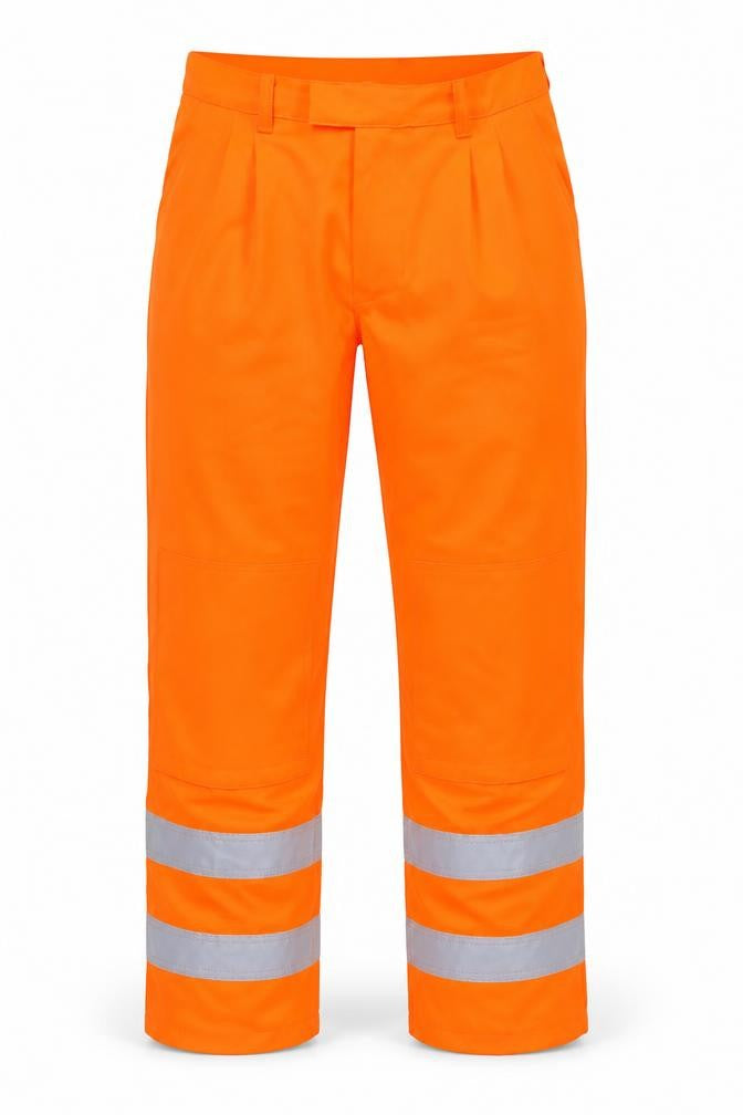 Front view of Arco Essentials Men's Orange Cargo Work Trousers, size L