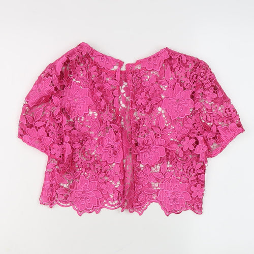 Gina Bacconi Women's Pink Lace Cropped Jacket Size 12