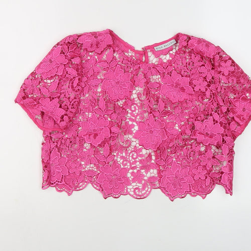 Gina Bacconi Women's Pink Lace Cropped Jacket Size 12
