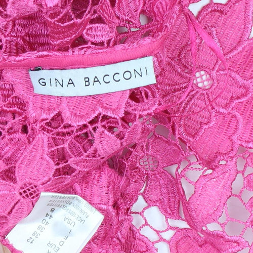 Gina Bacconi Women's Pink Lace Cropped Jacket Size 12