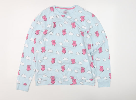 Front view of Marks & Spencer Percy Pig Teens Blue Pyjama Top 14-16