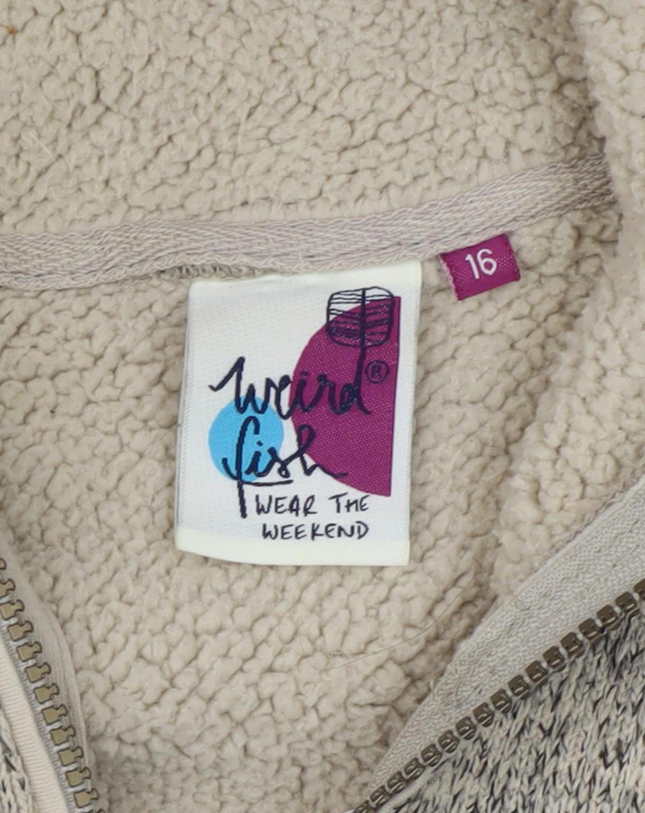 Weird Fish Women's Beige Full Zip Hoodie Size 16