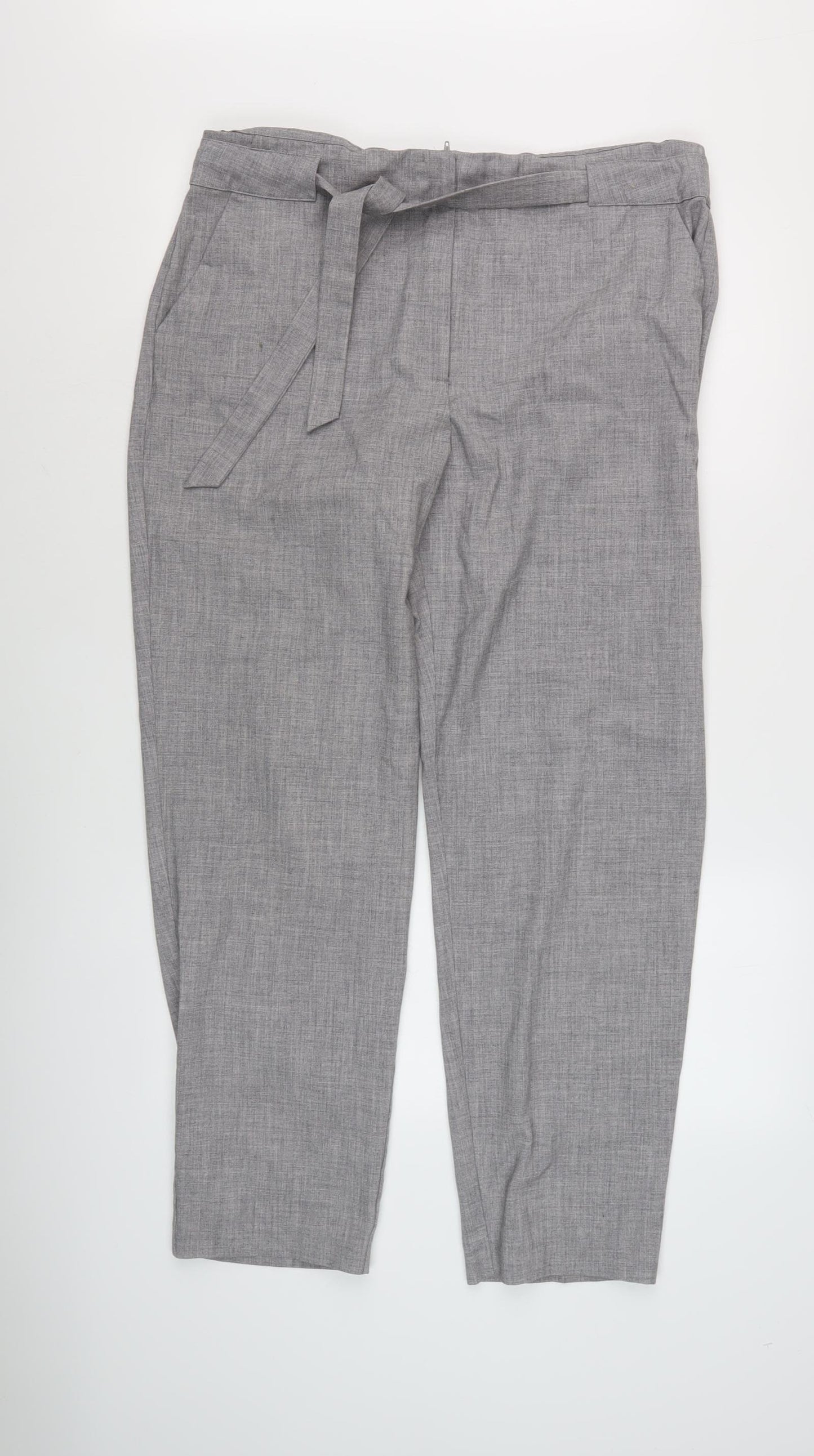 M&Co Women’s Grey Belted Trousers Size 16
