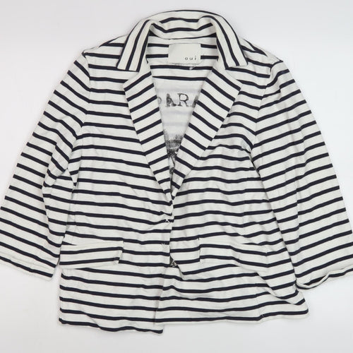 Oui Women's Striped Blazer, Size 12, Multicoloured