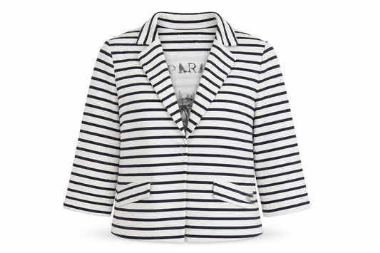 Front view of Oui Women's Striped Blazer, size 12, Multicoloured