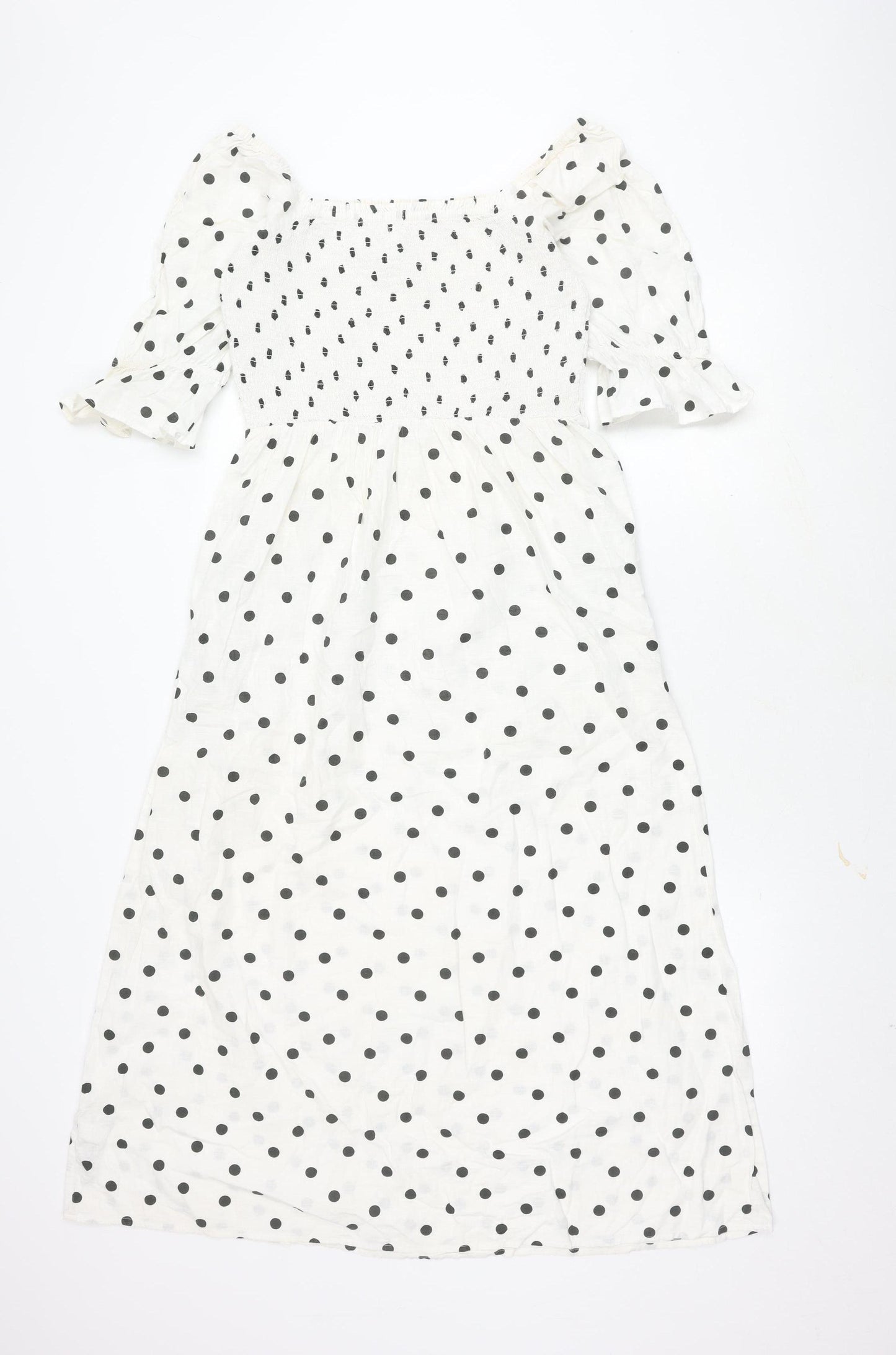 Next Women's White Polka Dot Midi Beach Dress Size 10