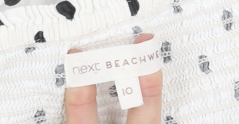 Next Women's White Polka Dot Midi Beach Dress Size 10