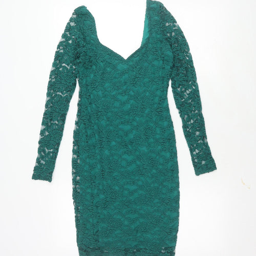 ASOS Green Lace Bodycon Dress - Size 10 Women