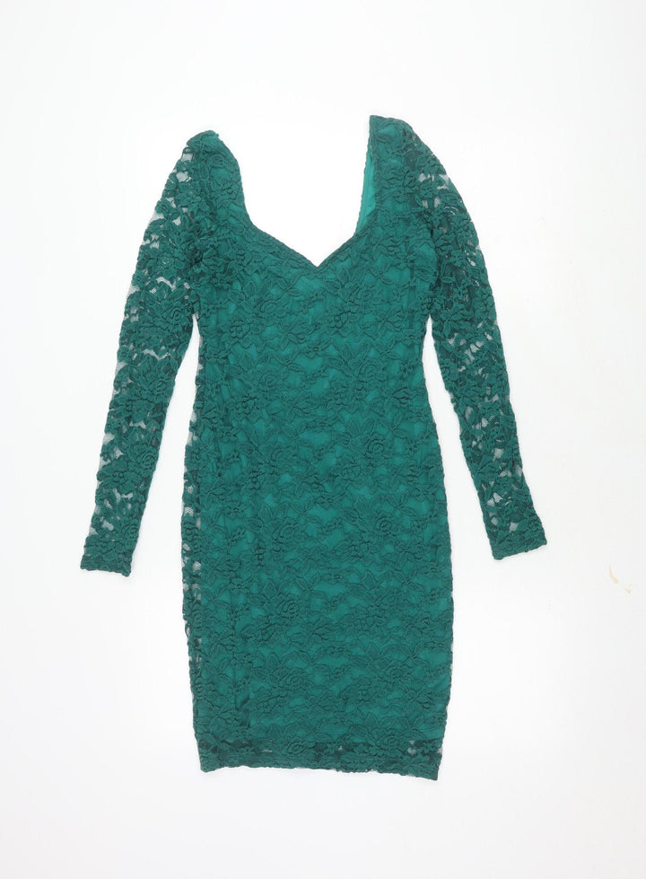 ASOS Green Lace Bodycon Dress - Size 10 Women