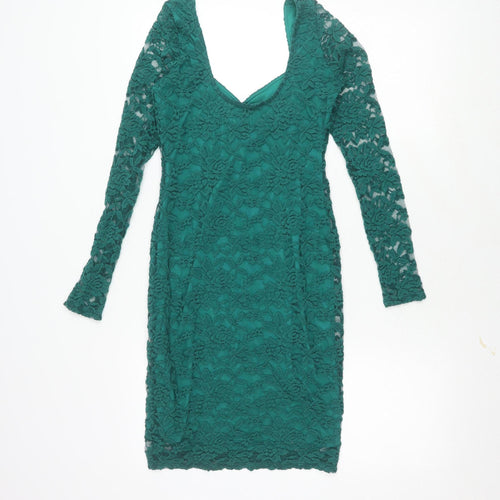 ASOS Green Lace Bodycon Dress - Size 10 Women