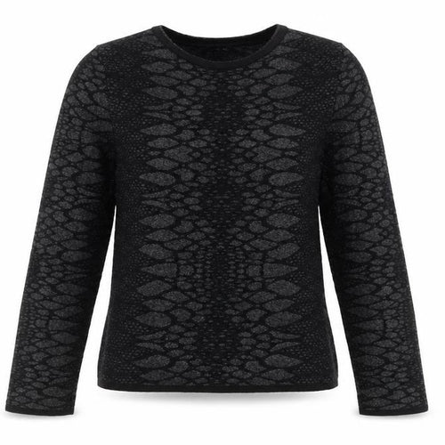 Zara Women's Black Knit Animal Print Long Sleeve Top