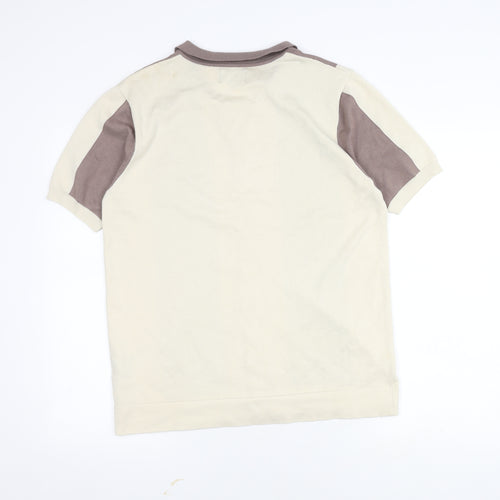 Ciao Men's Beige Short Sleeve Polo Shirt Size L