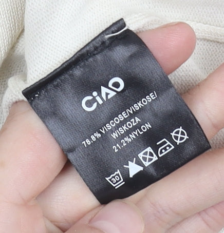 Ciao Men's Beige Short Sleeve Polo Shirt Size L