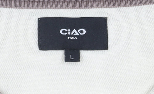 Ciao Men's Beige Short Sleeve Polo Shirt Size L