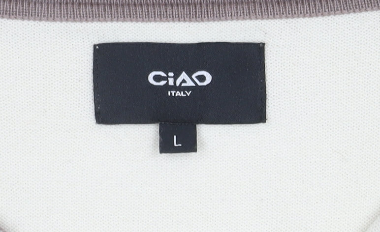 Ciao Men's Beige Short Sleeve Polo Shirt Size L