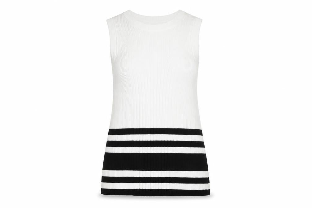 Front view of Marks & Spencer Women's Black White Sleeveless Top