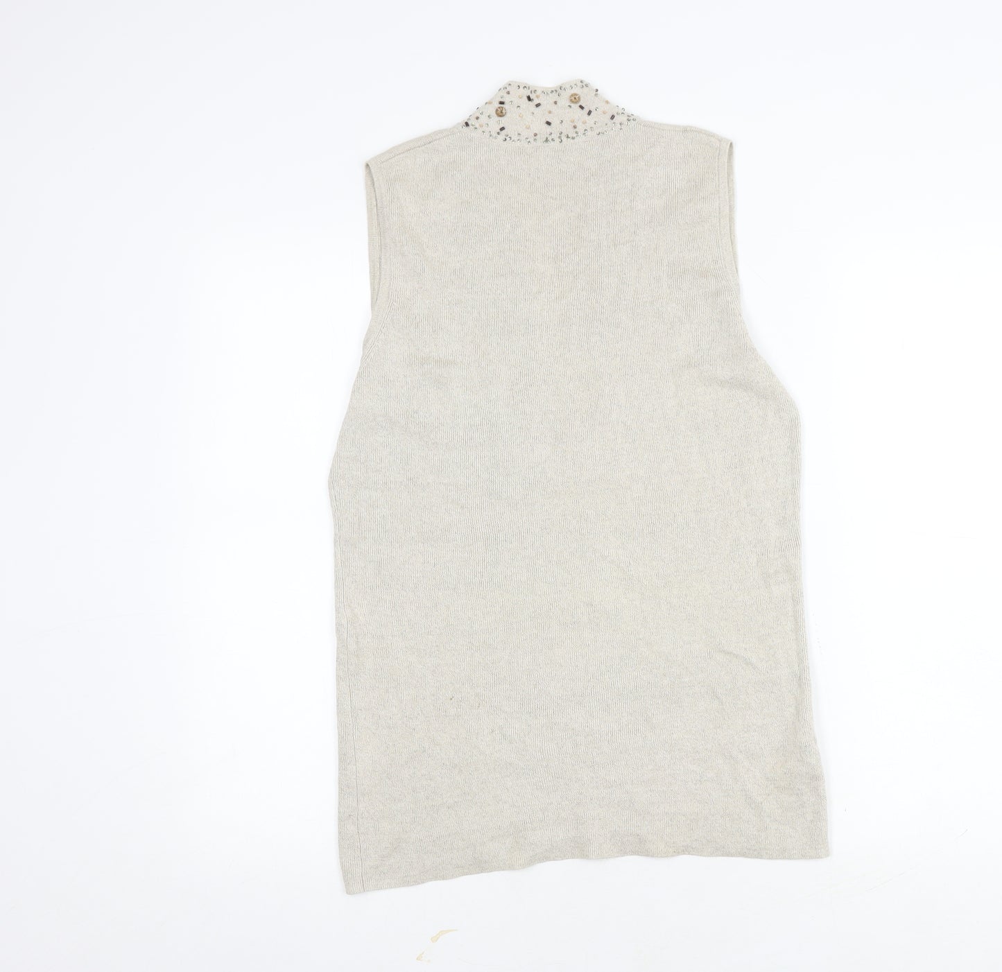 CC Women's Beige Blouse M Sleeveless Summer Knit