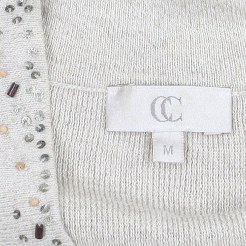 CC Women's Beige Blouse M Sleeveless Summer Knit