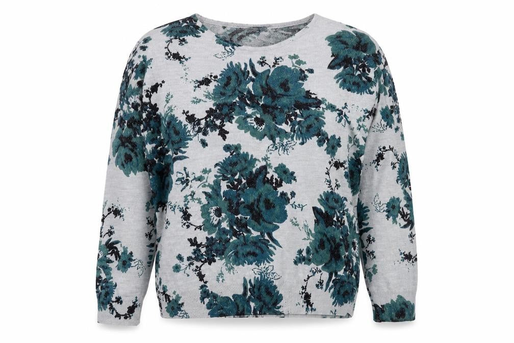 Front view of ISLE Women's Floral Multicoloured Jumper, size L