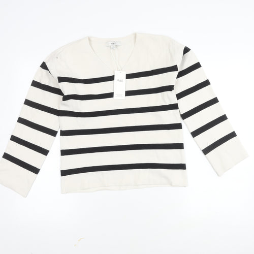 Marks and Spencer Women's Black Striped Pullover Jumper