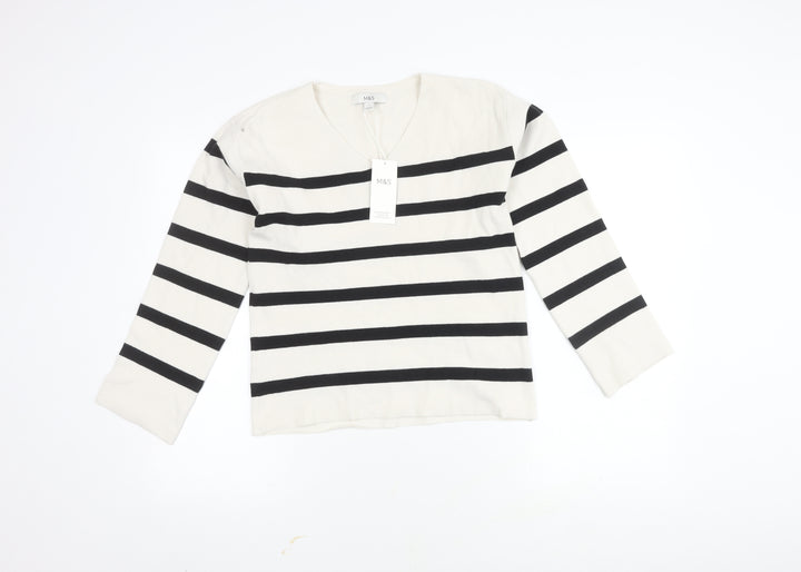 Marks and Spencer Women's Black Striped Pullover Jumper