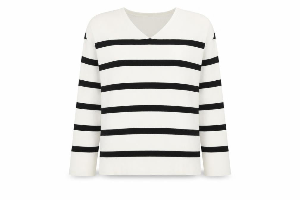 Front view of Marks & Spencer Women's Black Striped jumper
