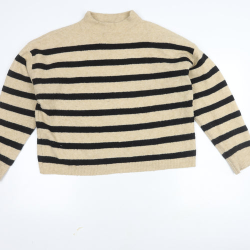 MNG Women's Beige Striped Pullover Jumper, Size L
