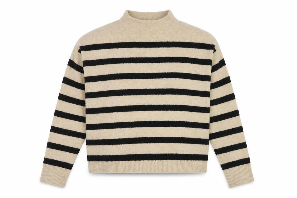 Mango Women's Beige Striped Pullover Jumper, Size L