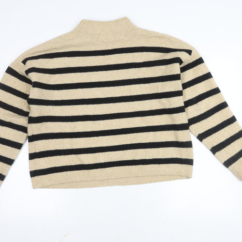 MNG Women's Beige Striped Pullover Jumper, Size L