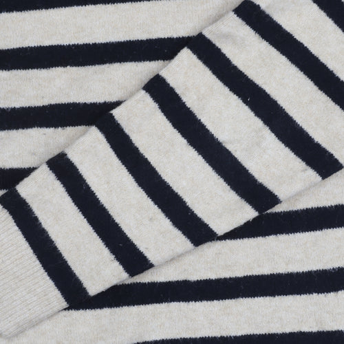 MNG Women's Beige Striped Pullover Jumper, Size L