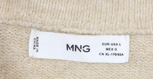 MNG Women's Beige Striped Pullover Jumper, Size L