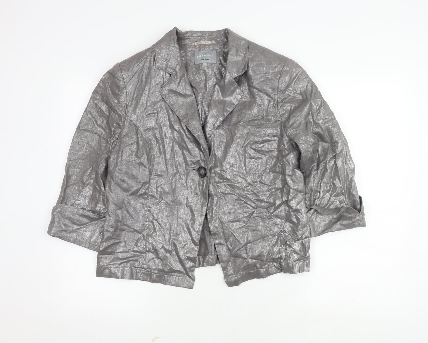 Marks and Spencer Women's Grey Linen Blazer Size 16