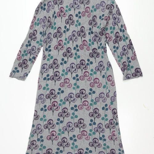 Mantaray Women's Grey Floral Long Sleeve Dress Size 14