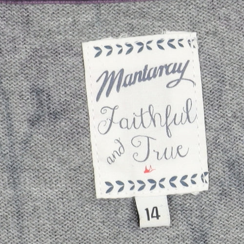 Mantaray Women's Grey Floral Long Sleeve Dress Size 14