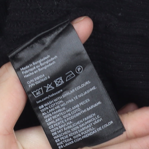 H&M Black V-Neck Women's Cotton Pullover Jumper Size 10