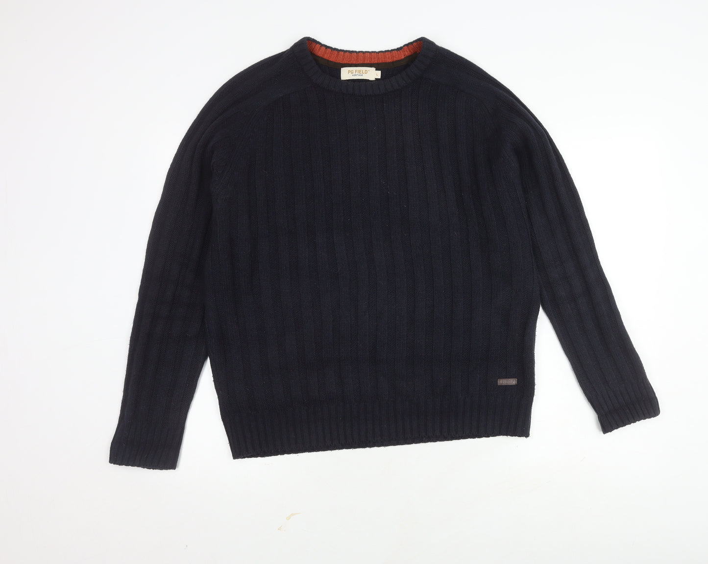 PG FIELD Men's Blue Acrylic Pullover Jumper, L