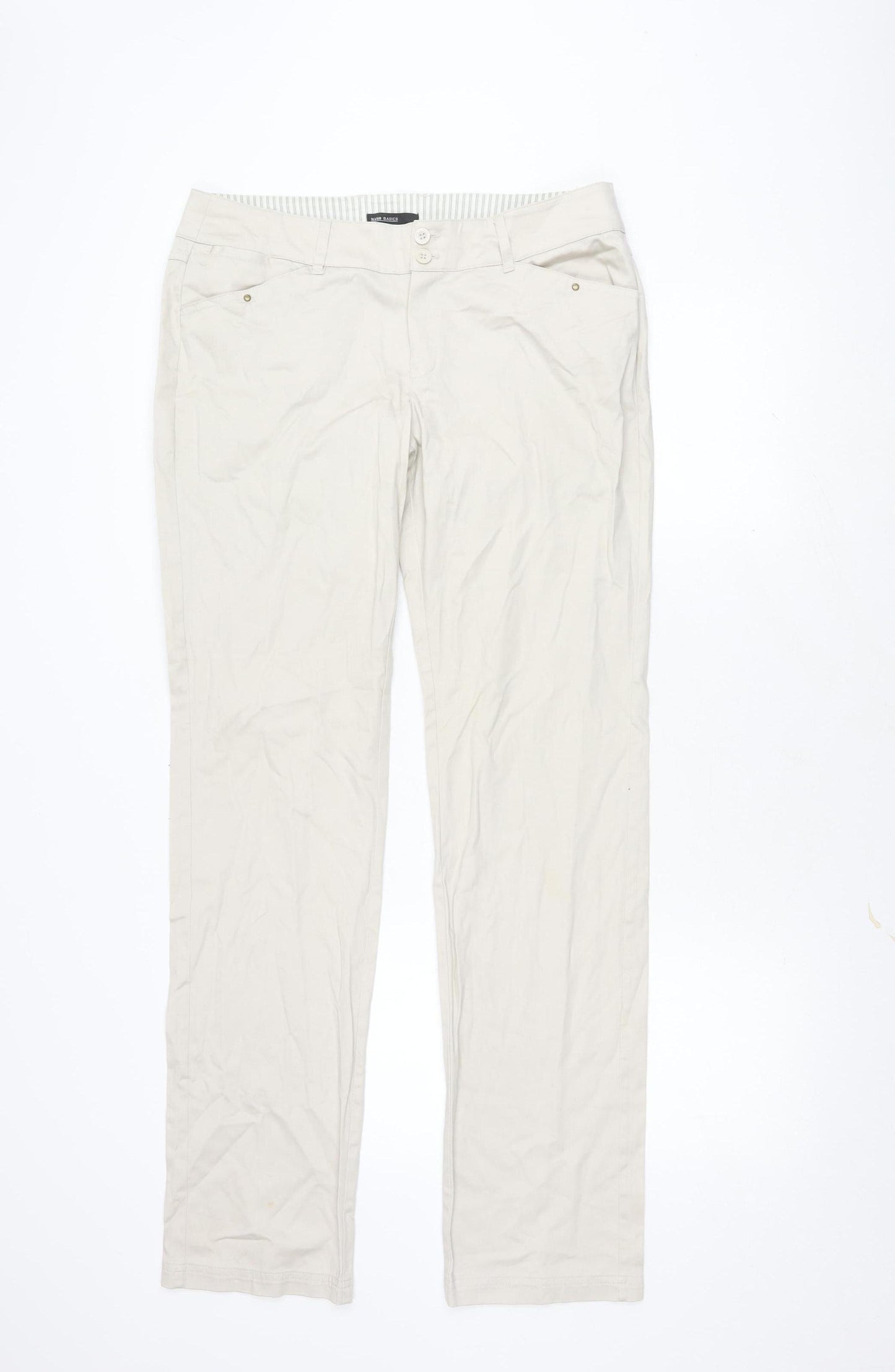 MNG Women's Beige Straight Trousers Size 14