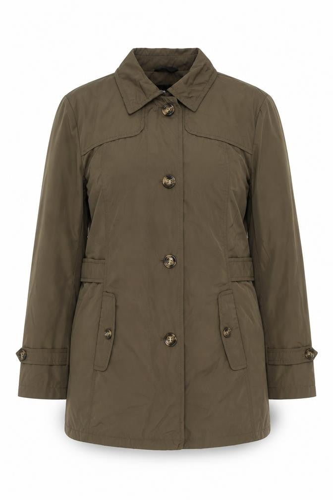 Front view of Gerry Weber Men's Green Coat, size 46, Belted
