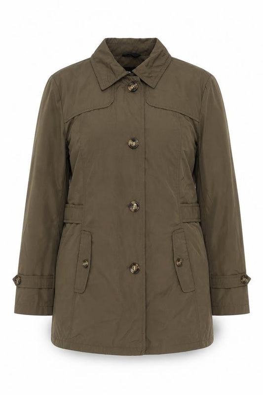 Front view of Gerry Weber Men's Green Coat, size 46, Belted