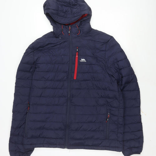 Trespass Men's Navy Puffer Jacket L Hooded Casual