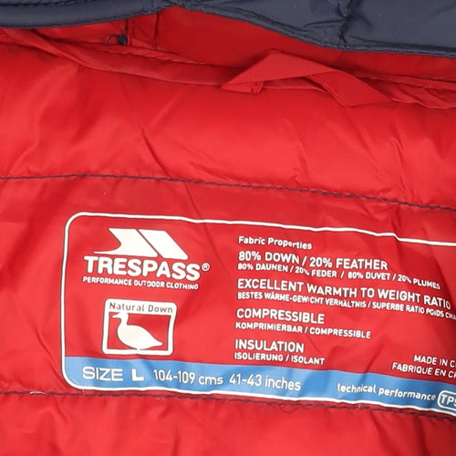 Trespass Men's Navy Puffer Jacket L Hooded Casual