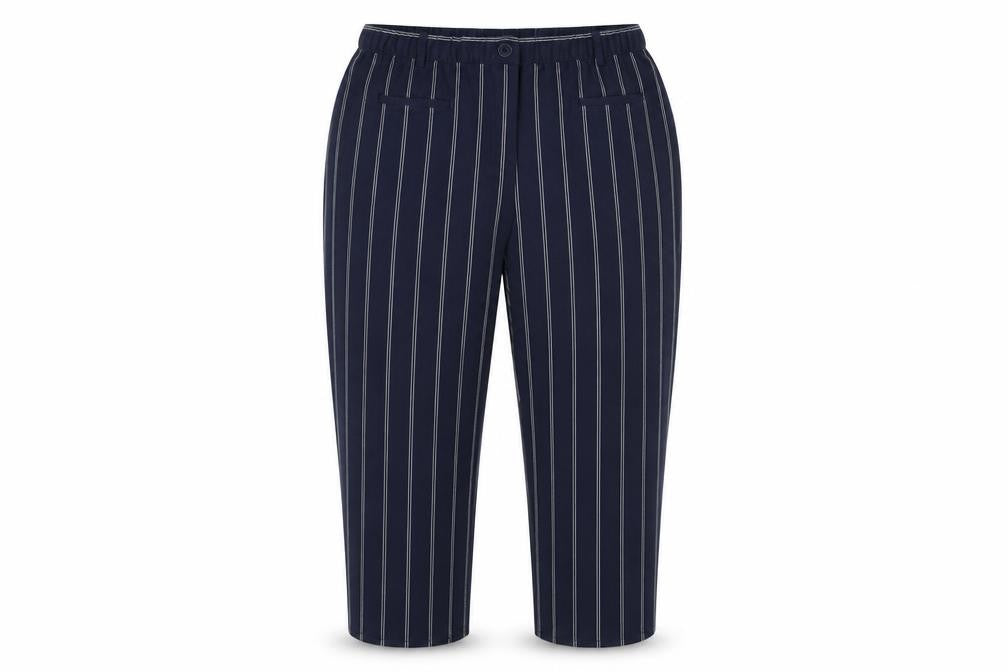 Front view of Damart Women's Blue Striped Trousers, size 18