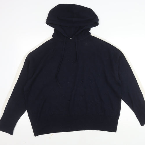 The White Company Women's Blue XL Wool Knit Hoodie