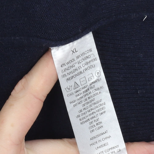 The White Company Women's Blue XL Wool Knit Hoodie