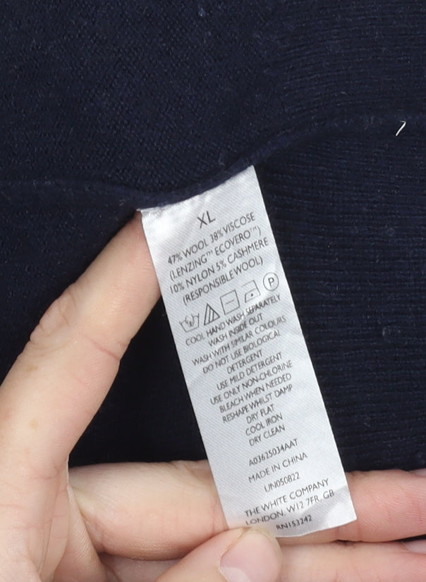 The White Company Women's Blue XL Wool Knit Hoodie