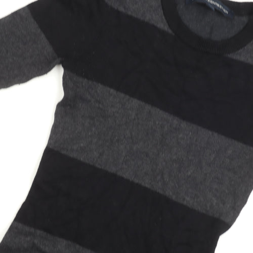 French Connection Women's Black Grey Striped Dress, Size 6